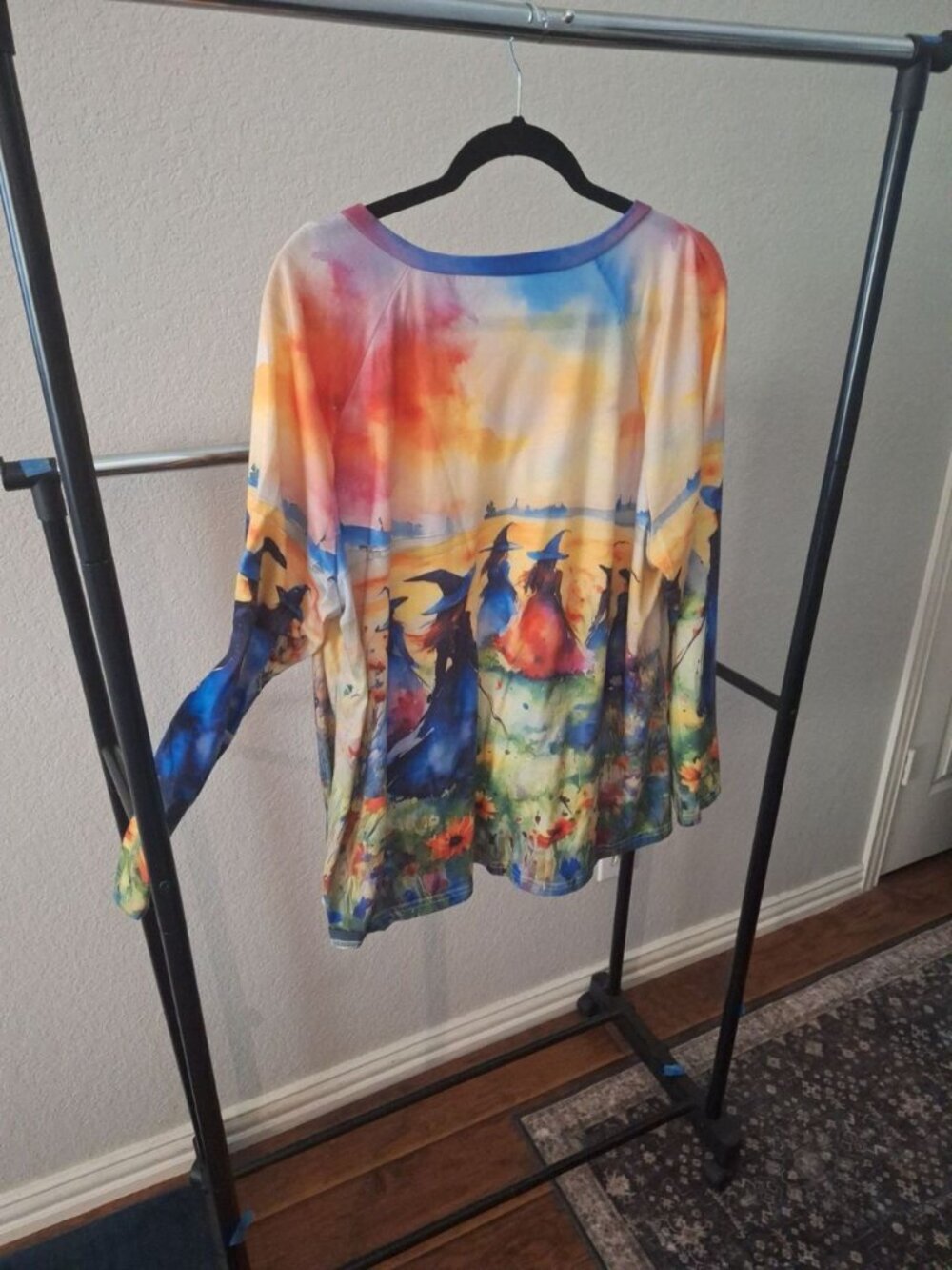 Vintage-Style Witch Gathering Art Print V-Neck Long Sleeve Top 3XL - Picture 2 of 2